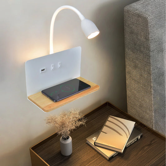Applique murale blanche avec support à chevet pour chambre 
