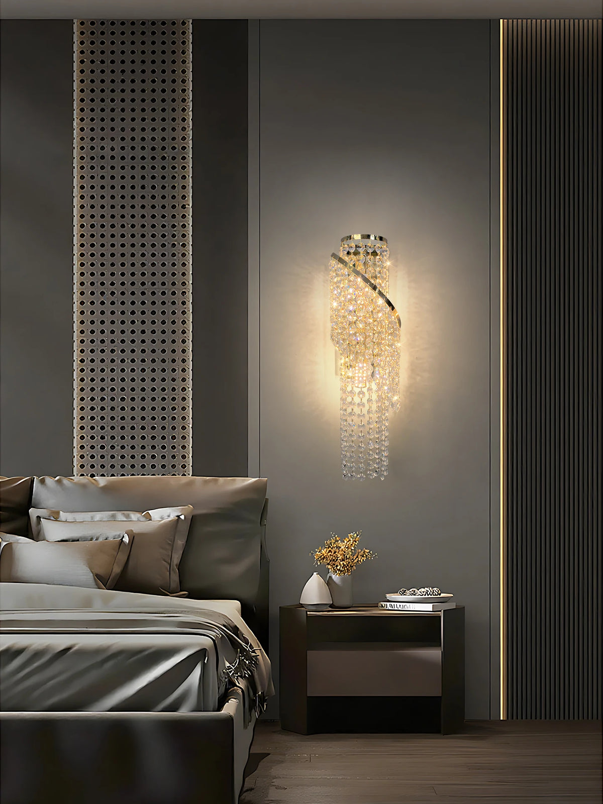 Applique murale cristal dorée chambre