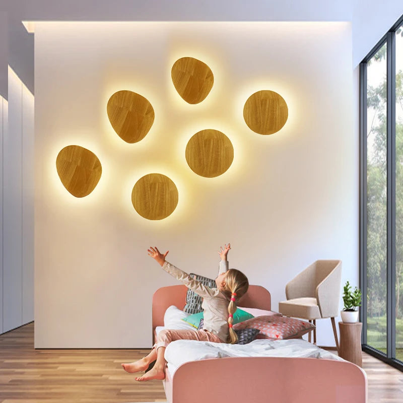 Applique murale design en bois chambre 1