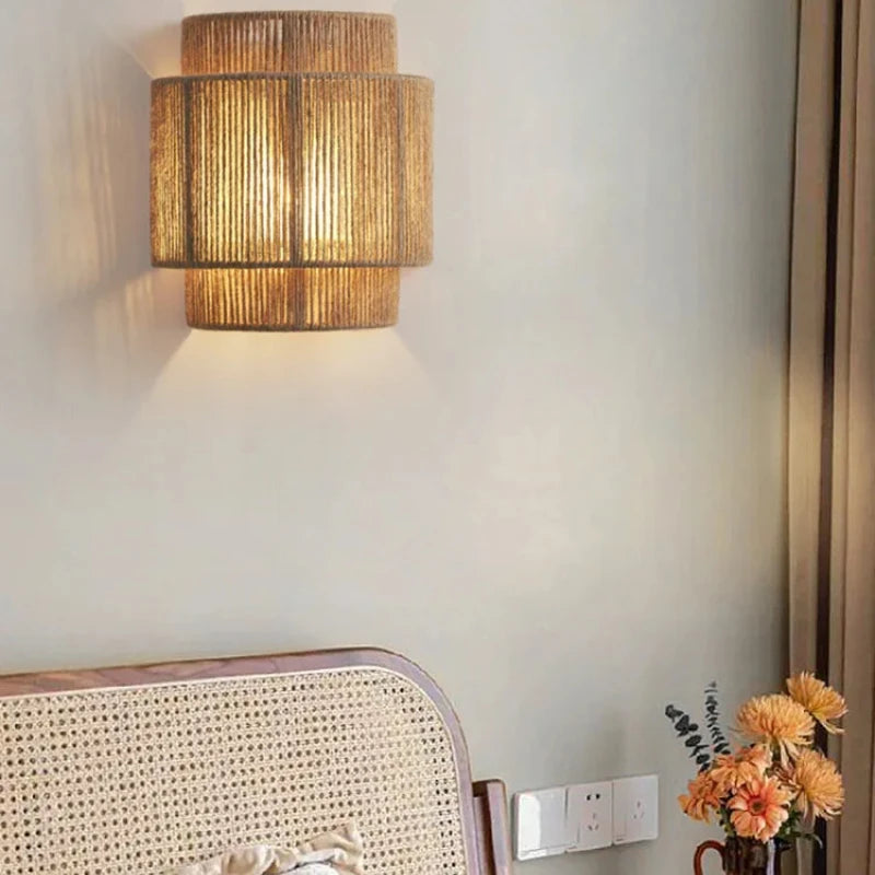 Applique murale en rotin chambre 