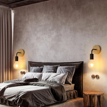 2 Appliques murales noir/bois chambre