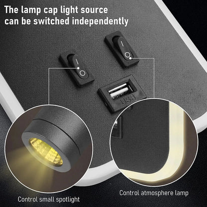 Applique murale orientable avec chargement USB, avec double interrupteur de commande, tête de lampe pouvant pivoter 330 ° Pour l'éclairage intérieur du couloir de chevet description 1