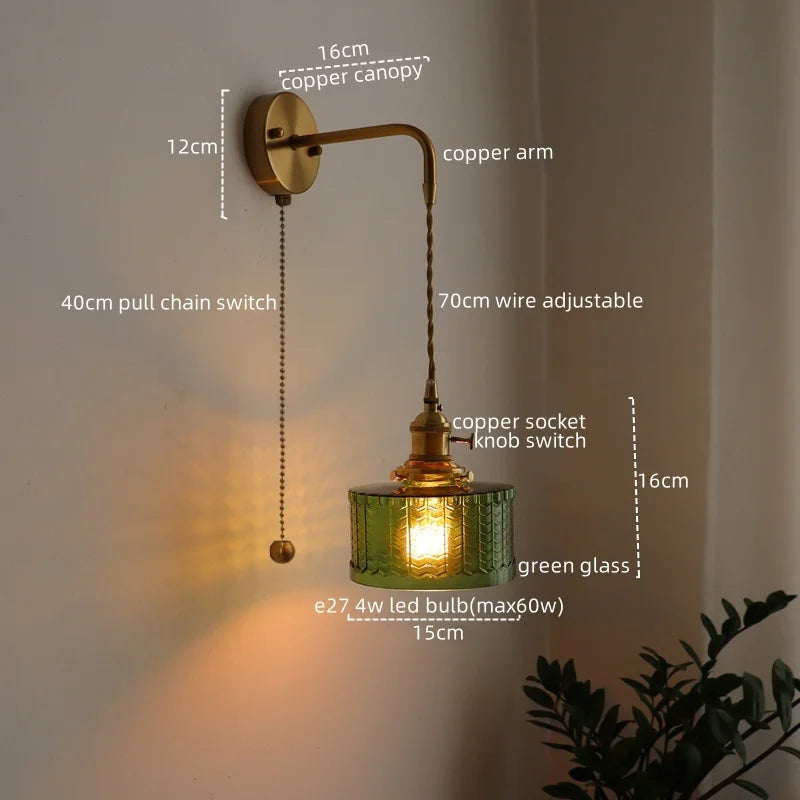 Applique murale pendante en verre et en cuivre modèle 10
