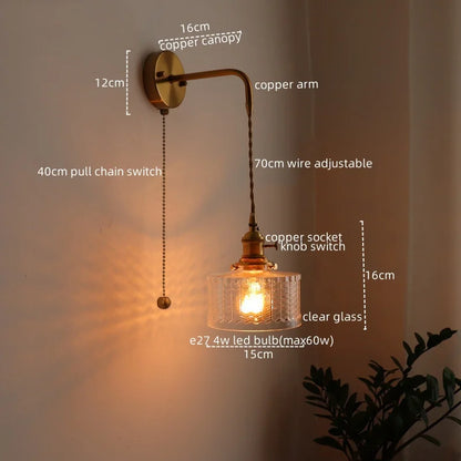 Applique murale pendante en verre et en cuivre modèle 11