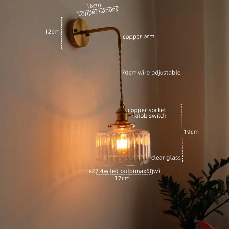 Applique murale pendante en verre et en cuivre modèle 14
