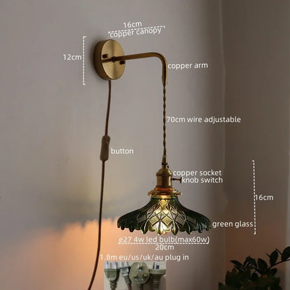 Applique murale pendante en verre et en cuivre modèle 15