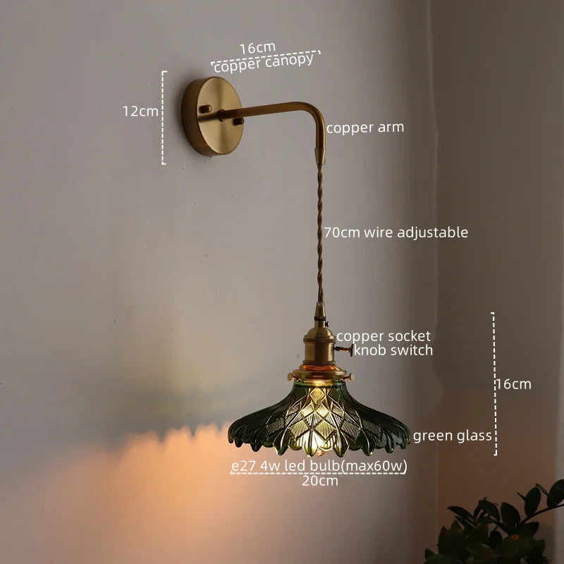 Applique murale pendante en verre et en cuivre modèle 2