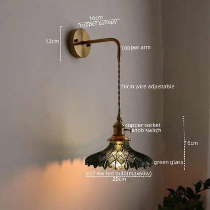 Applique murale pendante en verre et en cuivre modèle 2