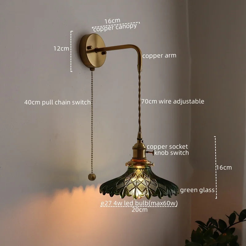 Applique murale pendante en verre et en cuivre modèle 4