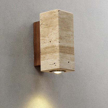 Applique murale en marbre et en bois