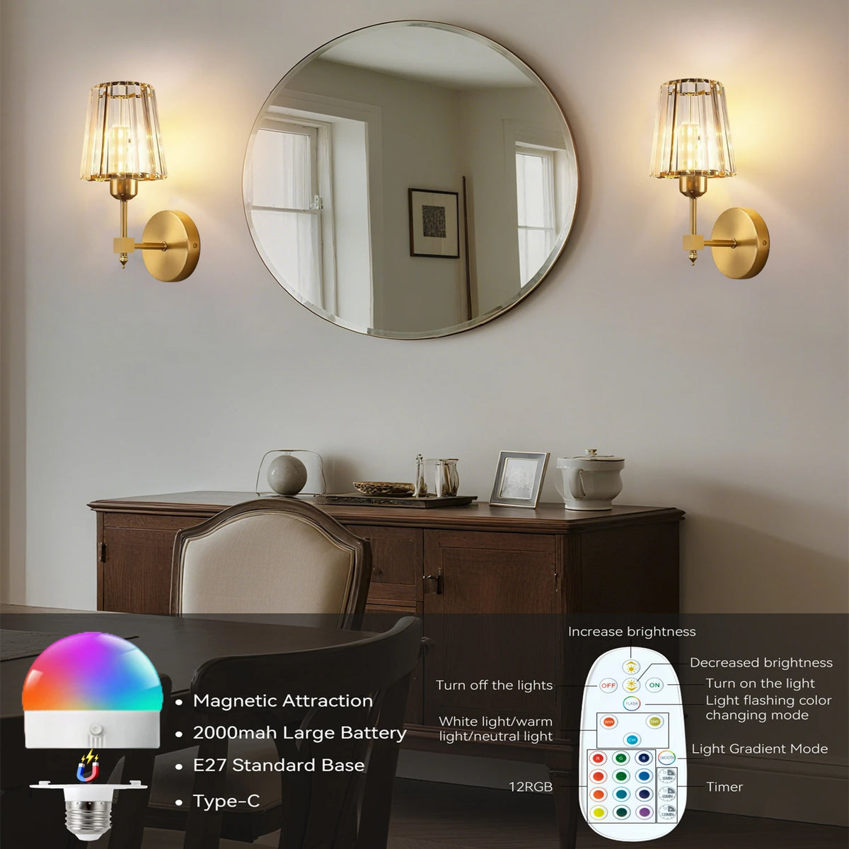 Applique murale anglaise en cristal