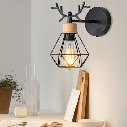 Style applique murale en bois et en noir