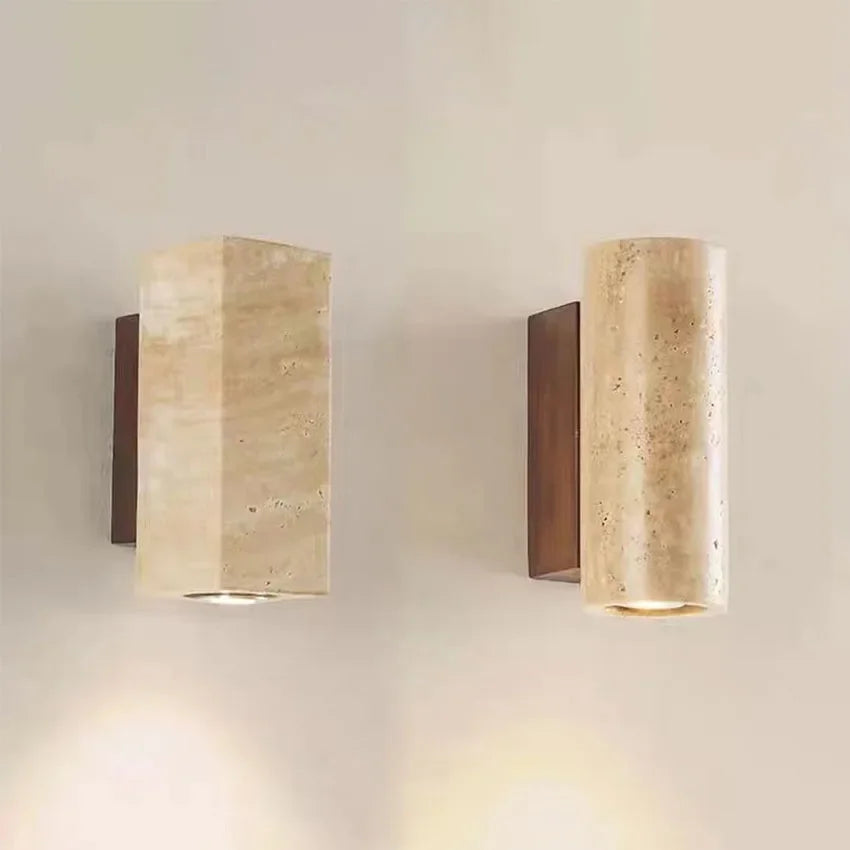 Applique murale en marbre et en bois