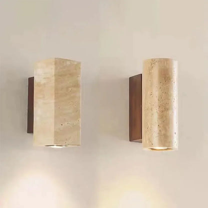 Applique murale en marbre et en bois
