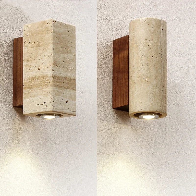 Applique murale en marbre et en bois